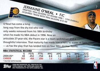 2005-06 Topps Luxury Box #7 Jermaine O'Neal Back