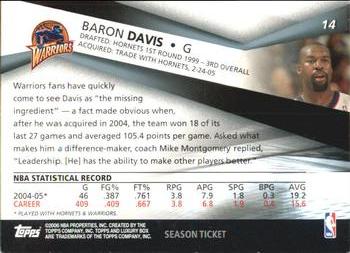 2005-06 Topps Luxury Box #14 Baron Davis Back