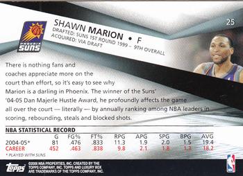 2005-06 Topps Luxury Box #25 Shawn Marion Back