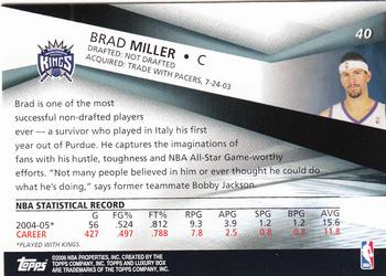 2005-06 Topps Luxury Box #40 Brad Miller Back