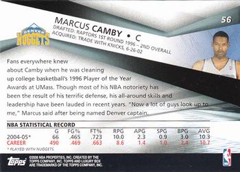 2005-06 Topps Luxury Box #56 Marcus Camby Back