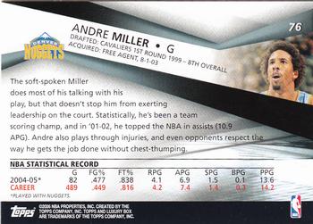 2005-06 Topps Luxury Box #76 Andre Miller Back