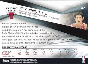 2005-06 Topps Luxury Box #87 Kirk Hinrich Back