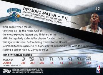 2005-06 Topps Luxury Box #92 Desmond Mason Back
