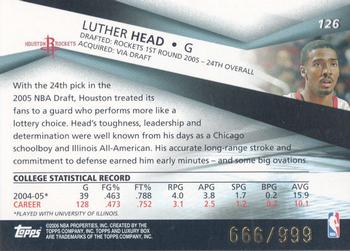 2005-06 Topps Luxury Box #126 Luther Head Back