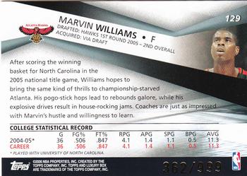 2005-06 Topps Luxury Box #129 Marvin Williams Back