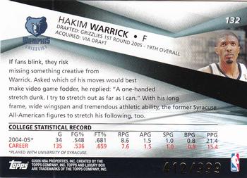 2005-06 Topps Luxury Box #132 Hakim Warrick Back