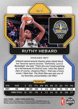 2022 Panini Prizm WNBA #4 Ruthy Hebard Back