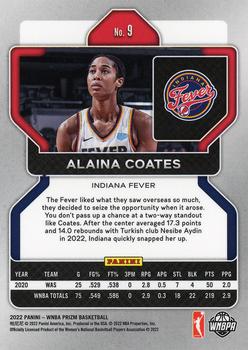 2022 Panini Prizm WNBA #9 Alaina Coates Back