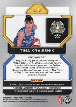 2022 Panini Prizm WNBA #13 Tina Krajisnik Back