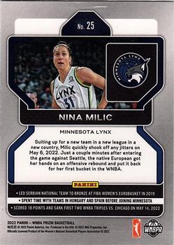 2022 Panini Prizm WNBA #25 Nina Milic Back