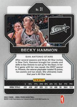 2022 Panini Prizm WNBA #31 Becky Hammon Back