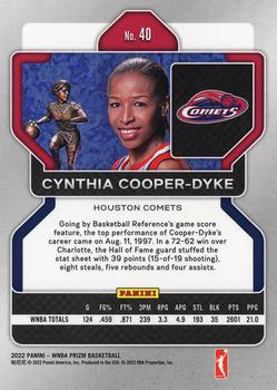 2022 Panini Prizm WNBA #40 Cynthia Cooper-Dyke Back