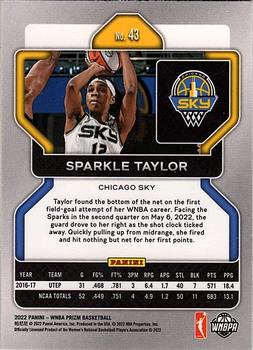 2022 Panini Prizm WNBA #43 Sparkle Taylor Back