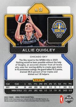 2022 Panini Prizm WNBA #59 Allie Quigley Back