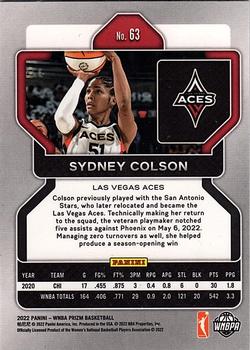 2022 Panini Prizm WNBA #63 Sydney Colson Back