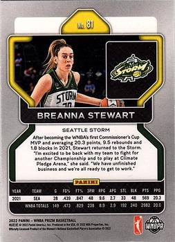 2022 Panini Prizm WNBA #81 Breanna Stewart Back