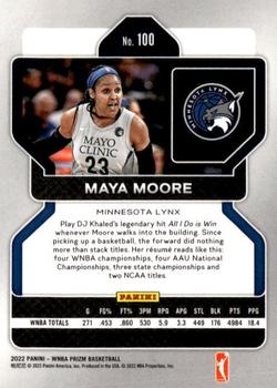 2022 Panini Prizm WNBA #100 Maya Moore Back
