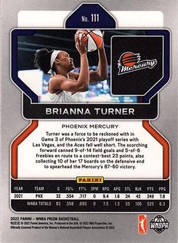 2022 Panini Prizm WNBA #111 Brianna Turner Back