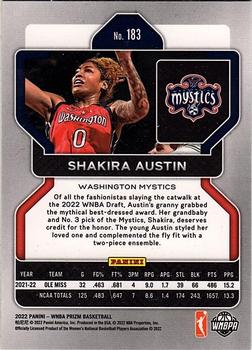 2022 Panini Prizm WNBA #183 Shakira Austin Back