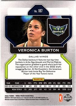 2022 Panini Prizm WNBA #187 Veronica Burton Back