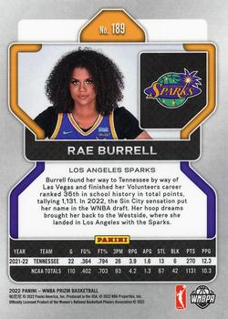2022 Panini Prizm WNBA #189 Rae Burrell Back