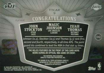 2007-08 Topps Triple Threads - Relics Combos Autographs Platinum #TTCAR9 John Stockton / Magic Johnson / Isiah Thomas Back