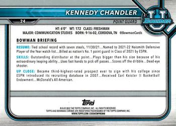 2021-22 Bowman University - Refractor #24 Kennedy Chandler Back