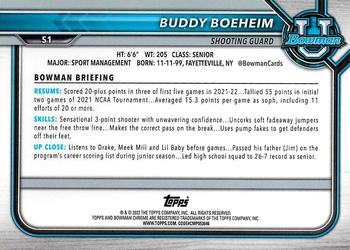 2021-22 Bowman University - Refractor #51 Buddy Boeheim Back