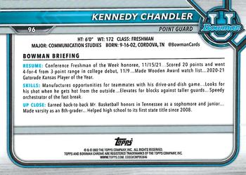 2021-22 Bowman University - Refractor #96 Kennedy Chandler Back
