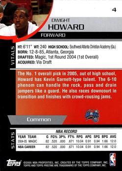 2005-06 Topps Pristine #4 Dwight Howard Back