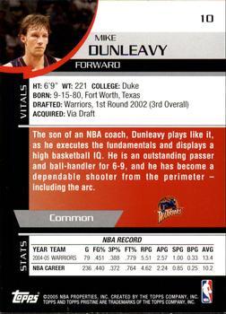 2005-06 Topps Pristine #10 Mike Dunleavy Back