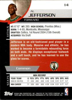 2005-06 Topps Pristine #14 Al Jefferson Back