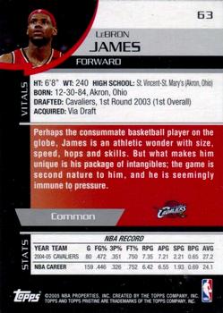 2005-06 Topps Pristine #63 LeBron James Back