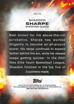 2021-22 Bowman University - Heat Check #HC-14 Shaedon Sharpe Back