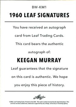 2021-22 Leaf Memories - 1960 Base Autographs Red #BW-KM1 Keegan Murray Back