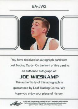 2021-22 Leaf Memories - 1990 Base Autographs Purple #BA-JW2 Joe Wieskamp Back