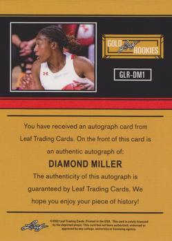 2021-22 Leaf Memories - 1991 Base Autographs Black #GLR-DM1 Diamond Miller Back