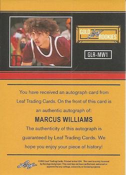 2021-22 Leaf Memories - 1991 Base Autographs Bronze #GLR-MW1 Marcus Williams Back