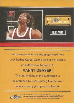 2021-22 Leaf Memories - 1991 Base Autographs Platinum #GLR-MO1 Manny Obaseki Back