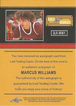 2021-22 Leaf Memories - 1991 Base Autographs Silver #GLR-MW1 Marcus Williams Back
