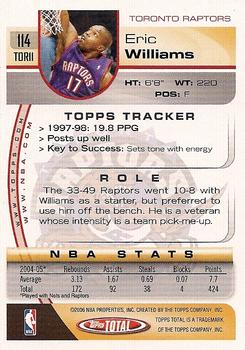 2005-06 Topps Total #114 Eric Williams Back
