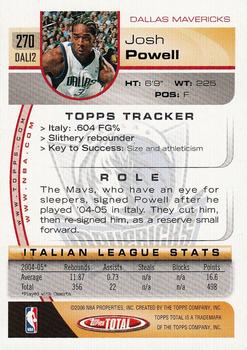 2005-06 Topps Total #270 Josh Powell Back