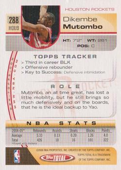 2005-06 Topps Total #288 Dikembe Mutombo Back