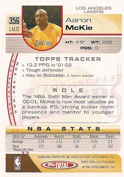 2005-06 Topps Total #356 Aaron McKie Back