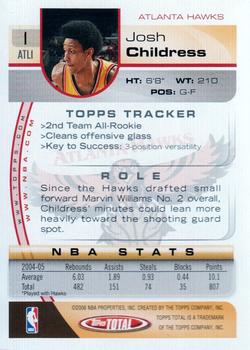 2005-06 Topps Total #1 Josh Childress Back