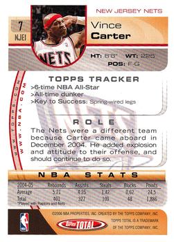 2005-06 Topps Total #7 Vince Carter Back