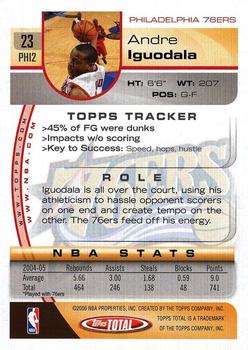2005-06 Topps Total #23 Andre Iguodala Back