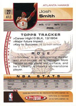 2005-06 Topps Total #27 Josh Smith Back