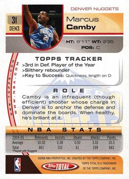 2005-06 Topps Total #31 Marcus Camby Back